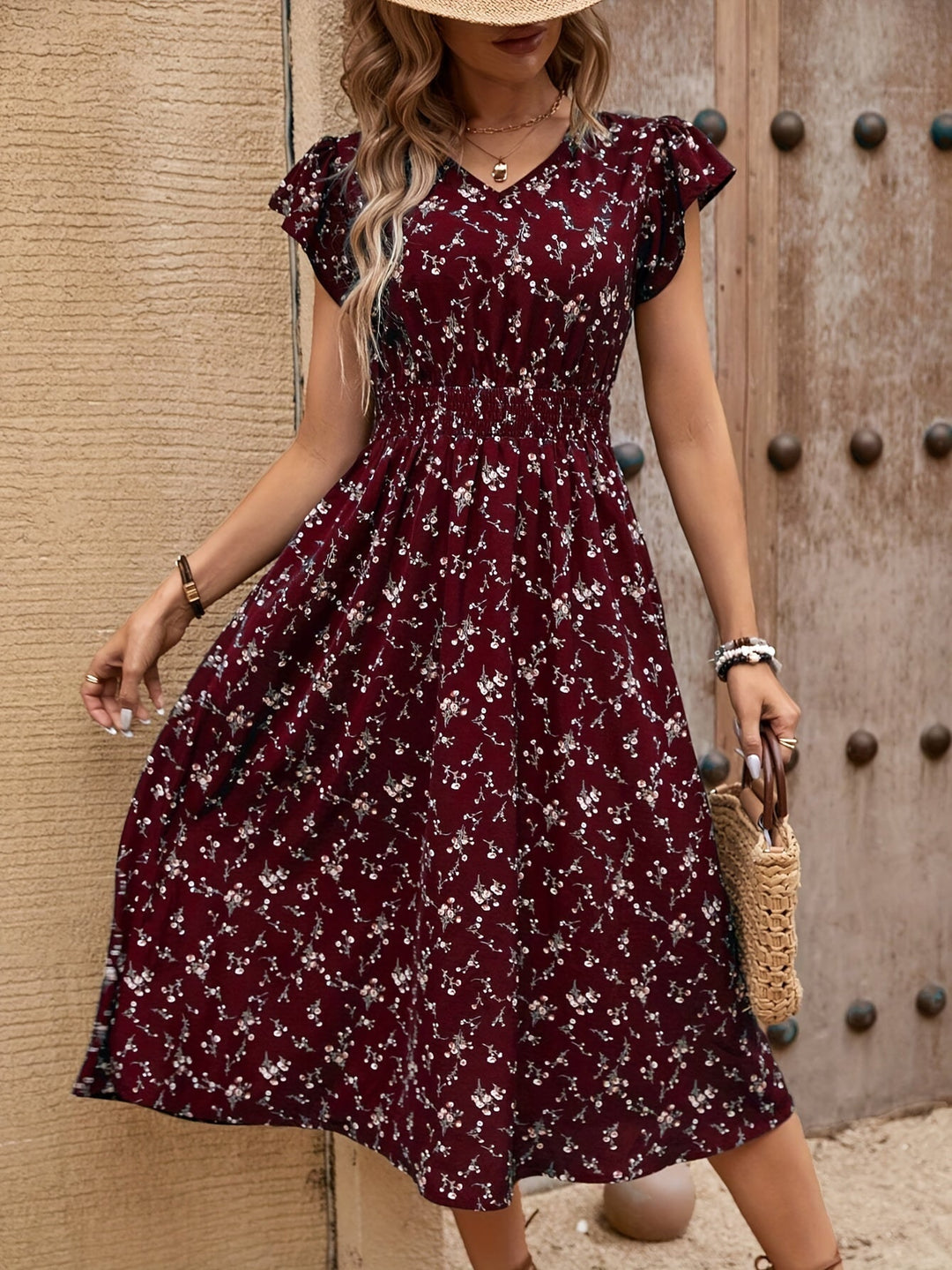 Reva™ - Ruffle Print Midi Dress